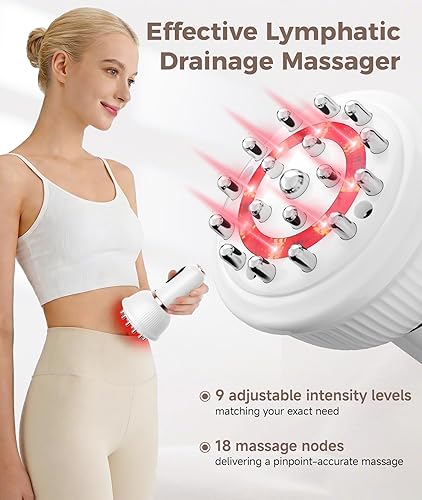 Miniatura 4 de Masajeador de drenaje linfático, herramienta de masaje anticelulitis, máquina para esculpir el cuerpo con terapia de luz roja, calefacción,