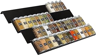 Lifewit 4 Tier Spice Rack Drawers for 56 Spice Bottles, Spice Organiser for Drawer with Width 33 to 66 cm, Combinable Spice Drawer Insert, Spice Insert Drawer, Black