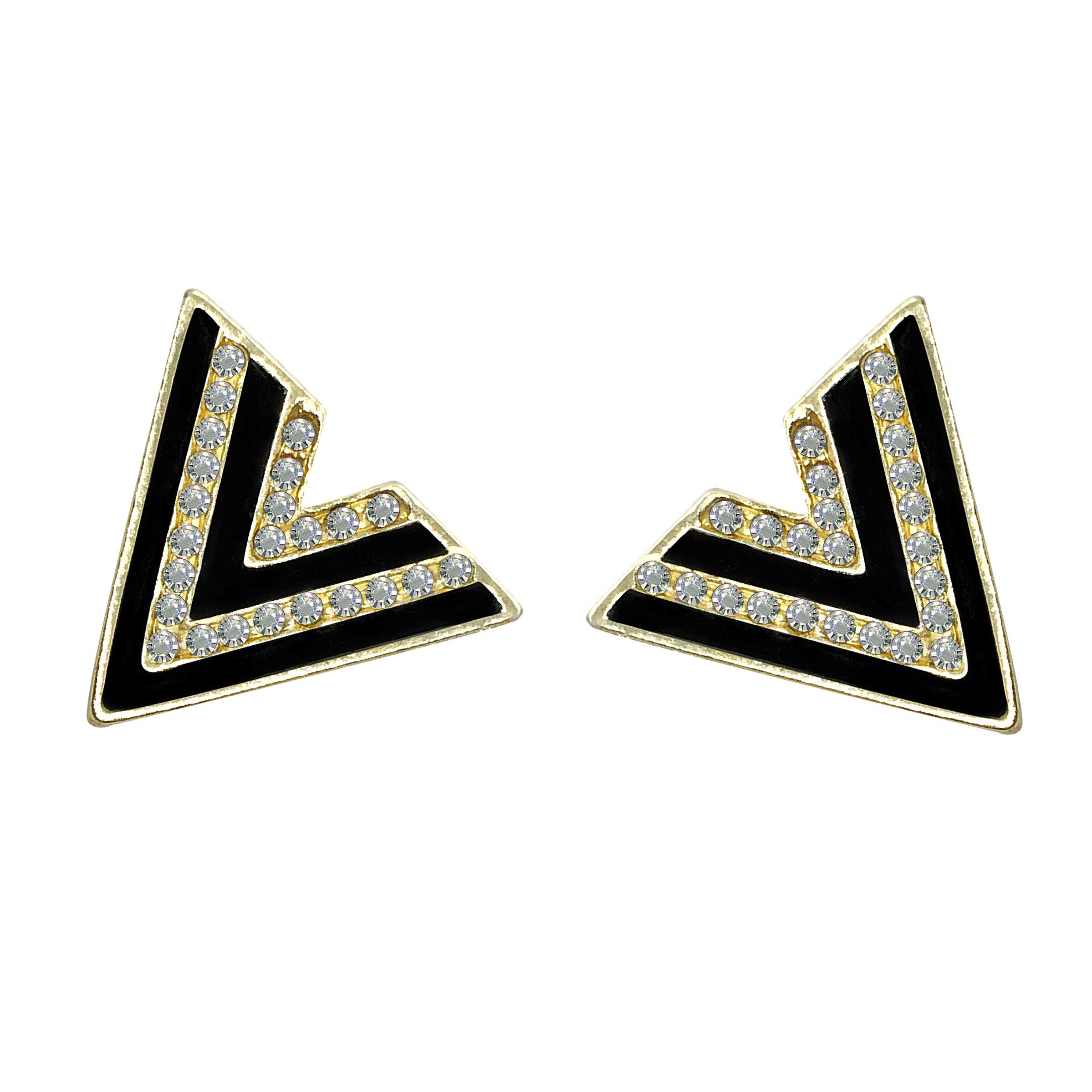 FURE Golden Metal Triangular Black Enamel Collar Pins with Rhinestones for Men and Women (B08XBJSBTH) Amazon Price History, Amazon Price Tracker