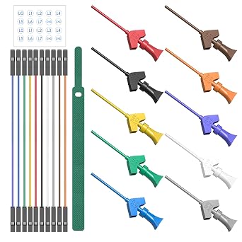 Goupchn SMD IC Test Hook Clips with Silicone Jumper Wires, 10 Colors | 10PCS Test Leads Kit, For Logic Analyzer