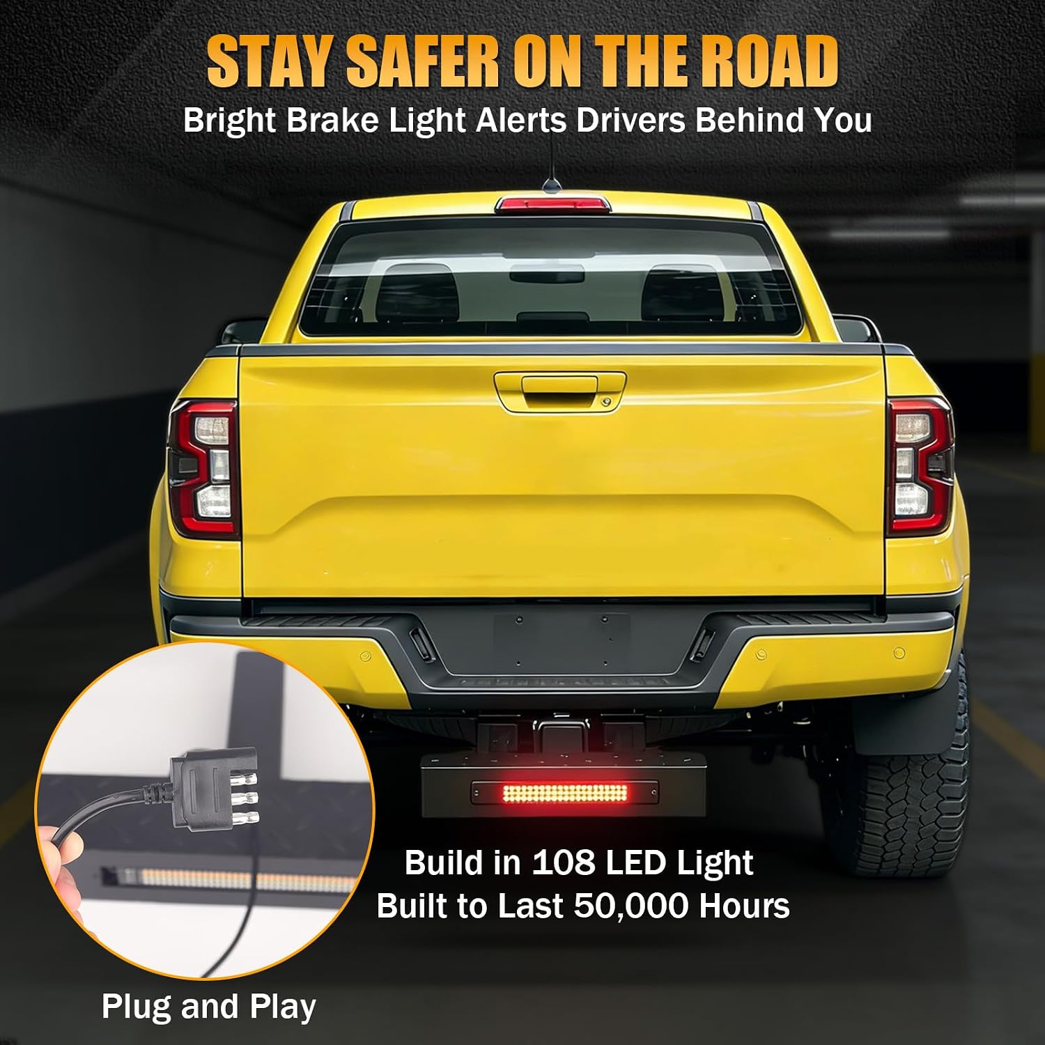 Chelhead Heavy Duty Steel Trailer Hitch Step for 2" Receiver with LED Brake Light Turn Signal Reverse 108 LED 6 Modes 450 LBS Capacity Compatible with Truck SUV RV Van Pickup