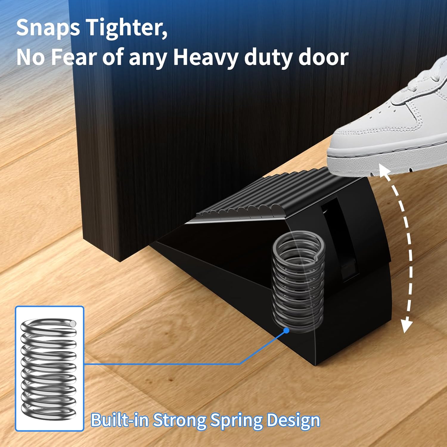 2 Pack Heavy Duty Door Stoppers for Bottom of Door, 3 Inches High Adjustable Spring Large Door Stop Wedge, Non-Slip Rubber Grip, Tall Metal Doorstop Suits Home, School, Carpet, Tile, Wood