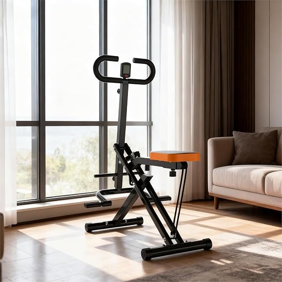 Squat Machine, Assist Trainer for Glutes and Thighs, Foldable Workout Machine with Resistance Bands and Adjustable Seats, Ab Back Leg Press Hip Thrust for Home Gym Fitness