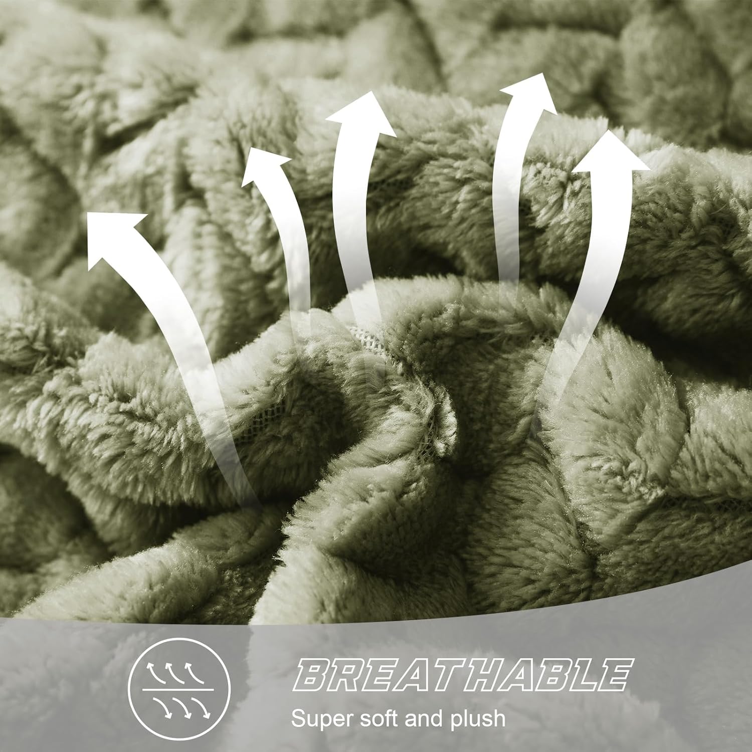 Exclusivo Mezcla Fleece Throw Blanket for Couch and Bed, 50x70 Inches Soft Cozy Jacquard Flannel Blankets, Lightweight Fuzzy Plush Warm Throws for Women, Olive Green - Image 3