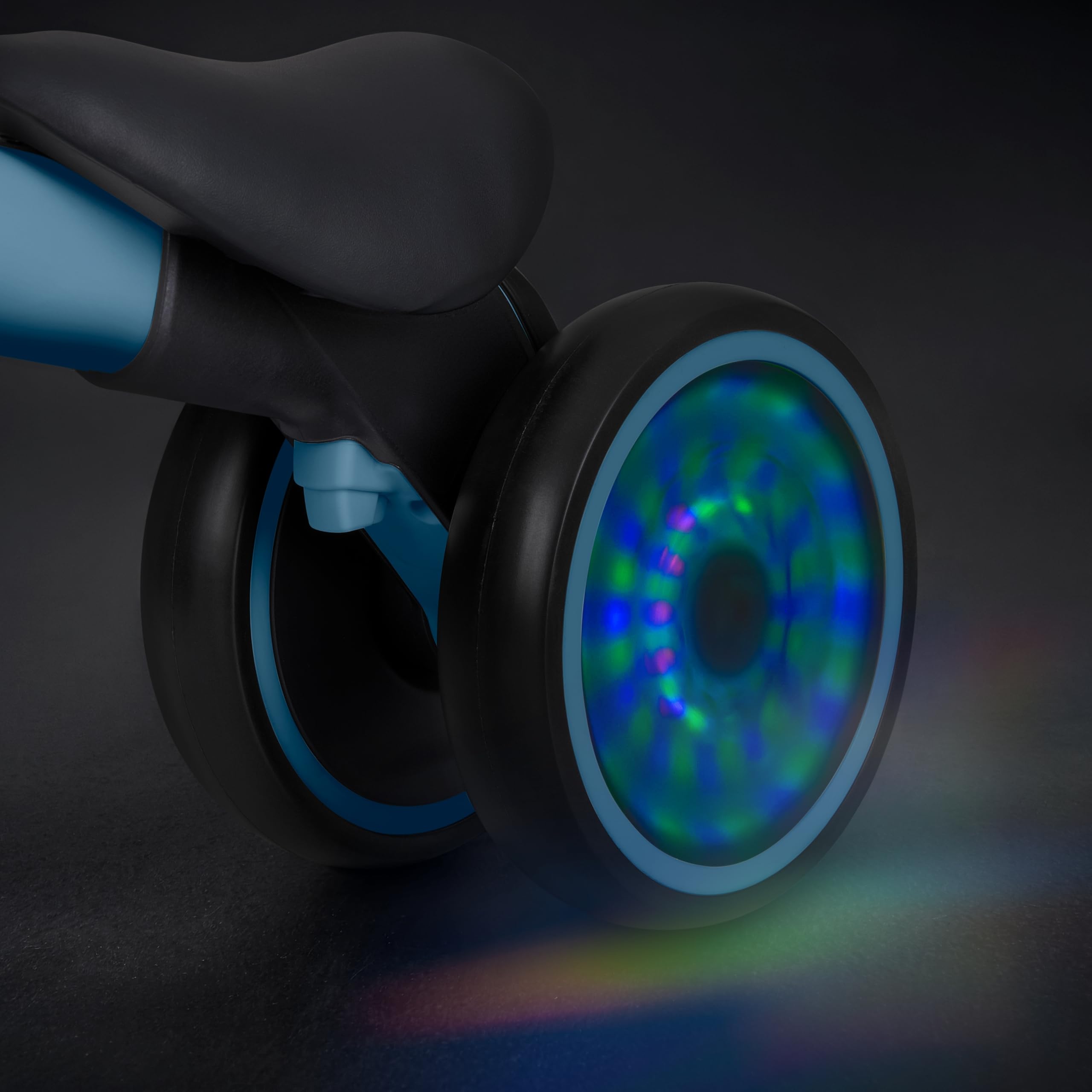 KikkaBoo BLINKY Bicicletta Senza Pedali per Bambini da 1 a 3 Anni, Bici Equilibrio con Ruote Posteriori Luminose, Luci LED Integrate, Telaio Leggero in Alluminio, con Cestino