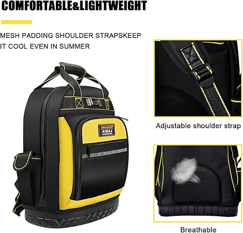 Miniatura 3 de AIRAJ Mochila de herramientas resistente, mochila de herramientas de 17 pulgadas con base dura moldeada impermeable, bolsa de herramientas duradera