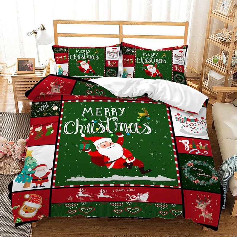 Parure de Lit 240 x 260 Haut de Gamme en Microfibre 110g/㎡ et Coutures de Noël
