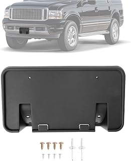 Front License Plate Holder Bracket Compatible with 1999-2004 Ford F-250 F-350 F-450 F-550 Super Duty Excursion License Plate Mounting Frames Replacement for F81Z17A385AA Black Plastic