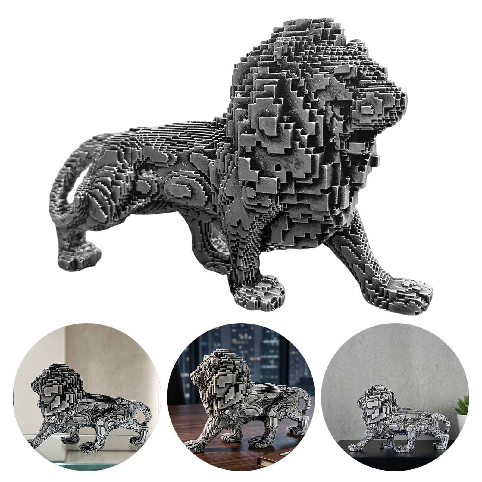 VALICLUD Escultura Creativa Diseño Geométrico 3D en Resina de León Impacto Visual Mejorado para Sala y Apartamentos
