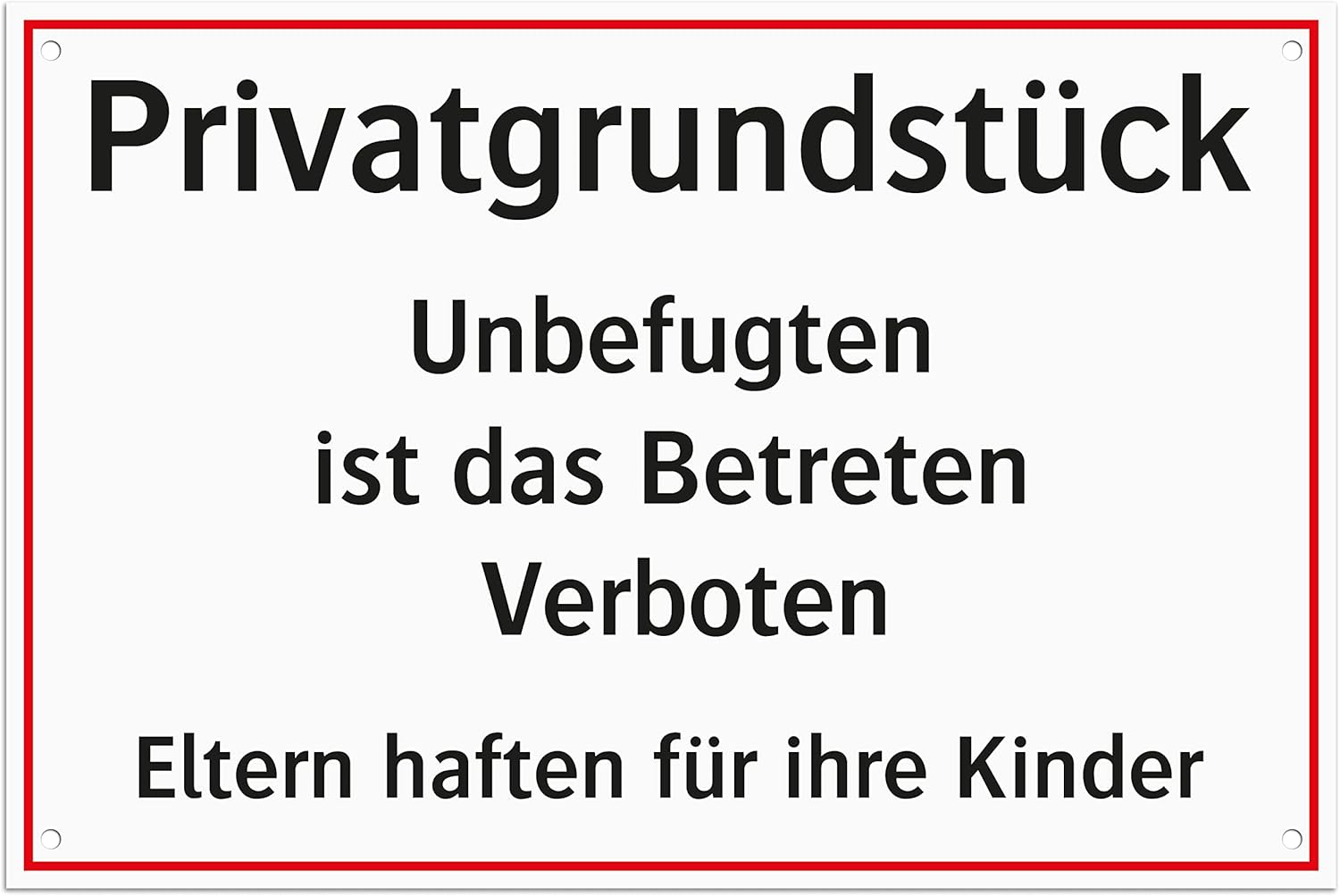 Schild Privatgrundstück Eltern Haften Für Ihre Kinder SignOnline Privatgrundstück Schild, 30 x 20 cm mit Lochbohrung