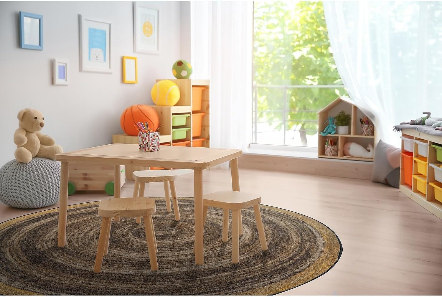 Joy Carpets Feeling Natural 5'4" Round Area Rug in Color Walnut