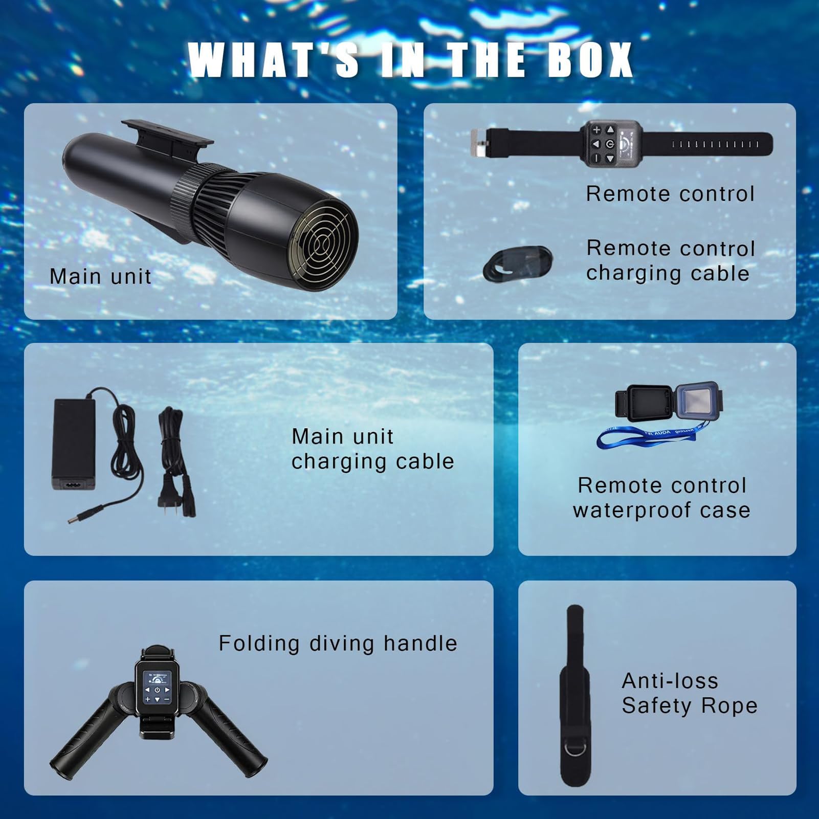 Scooter Submarino de 500/700 W, Sea Scooter con Propulsión Acuática, Batería de 10.000/16.000 mAh y Control de 9 Velocidades, hasta 30 m de Profundidad y 130 Min de Autonomía para Deportes Acuáticos
