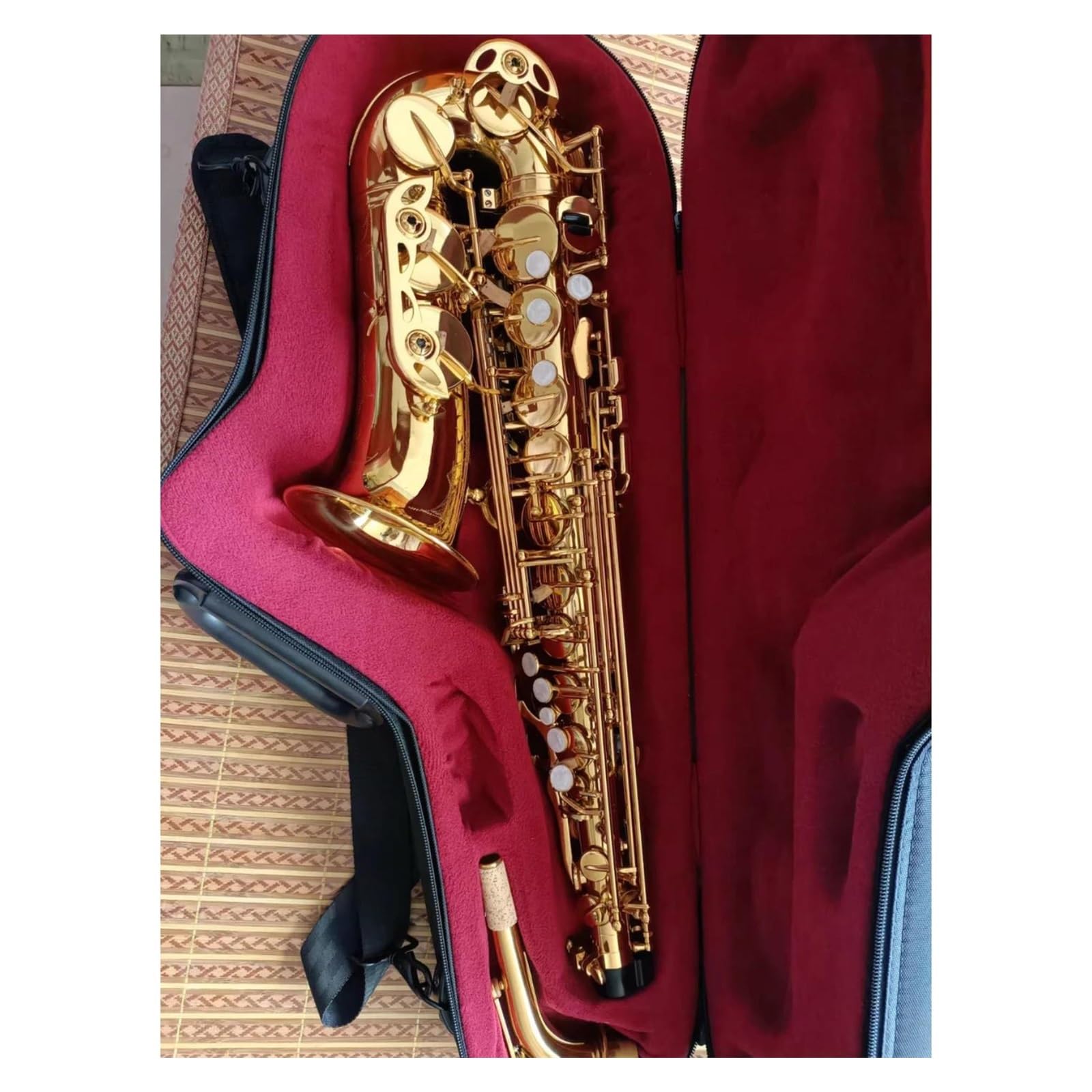 Saksofon Saksofon Altowy Eb Lakierowany Na Złoto Profesjonalny Instrument Jazzowy Na Saksofon Altowy Z Etui (Color : Cloth bag)