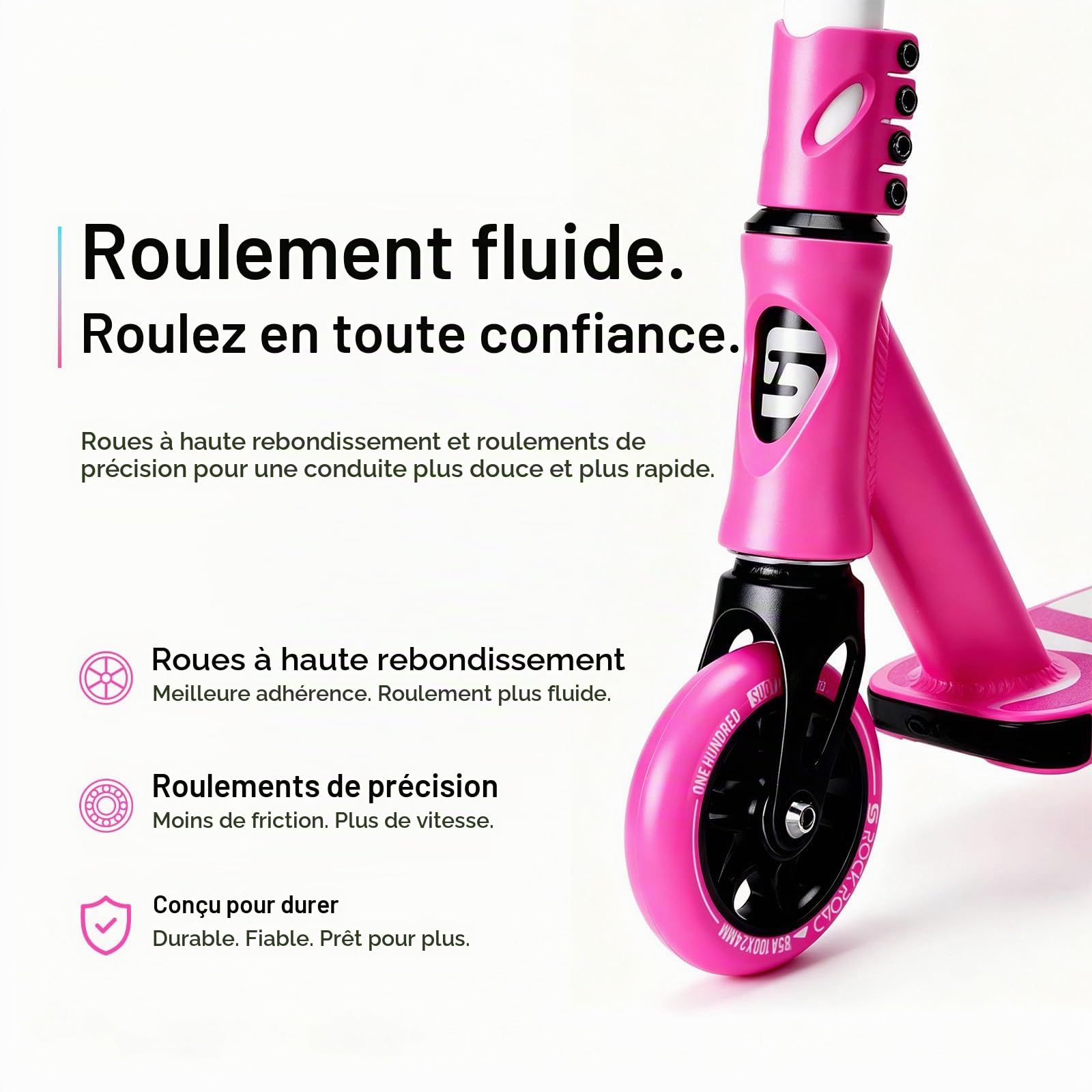 Trottinette Freestyle, Direction à 360°, Stunt Scooter avec Roues en PU 85A 100 mm, Trotinette pour Enfants Adolescent Adultes, Capacité de Charge: 100 kg, Aluminium