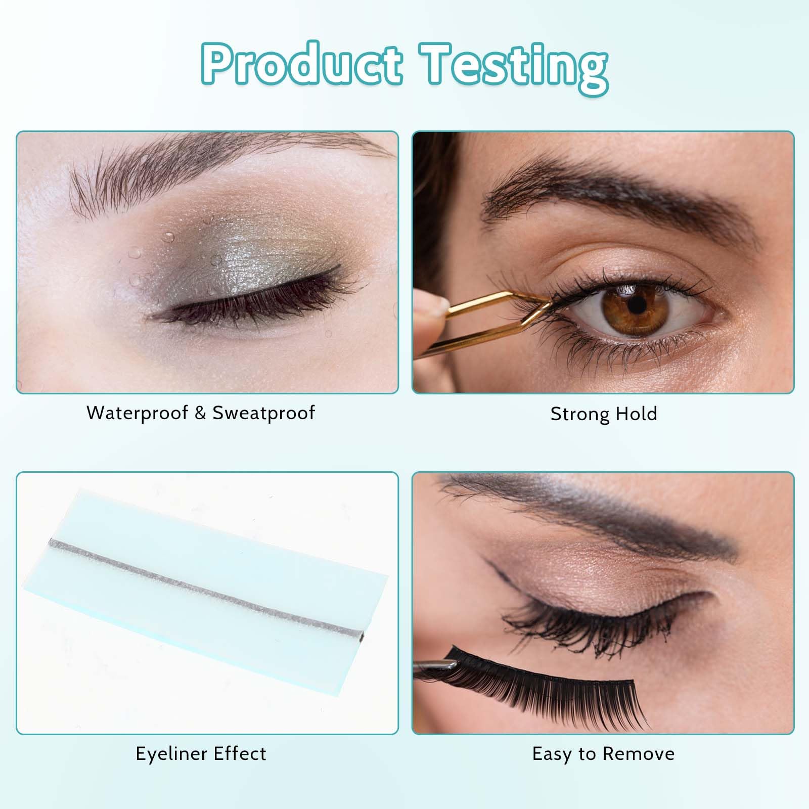 120PCS Self Adhesive Eyelashes Tape, Strong-Hold False Lashes Adhesive Strips Reusable Lash Glue Strip Lash Glue Liner for Fluffy Mink False Lashes Natural Look Long Lasting Lash Buddy