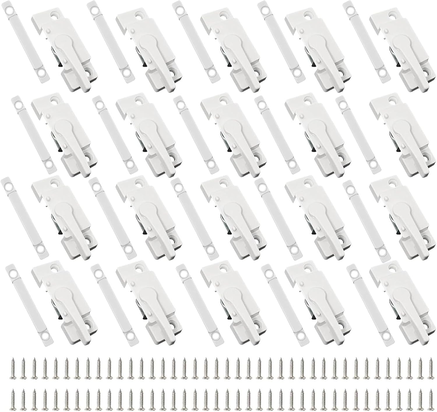 Haploon 20 Pack Cam Action White Window Locks, Window Latch Lock Sliding Window Latches for Doors and Windows Aluminum Alloy Door and Window Lock for Sliding Windows Double Hung Windows