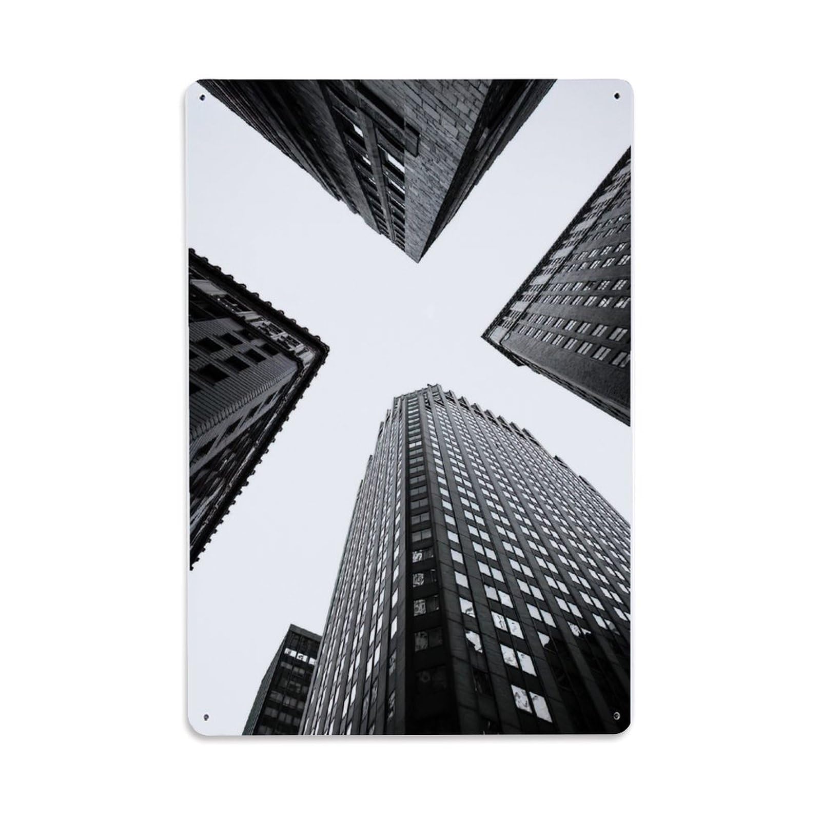 Vintage Photography Financial District New York City Metal Tin Sign Plaque Wall Decor for Cafe, Club Bar, Office, Home Garden Metal Poster 8x12Inch