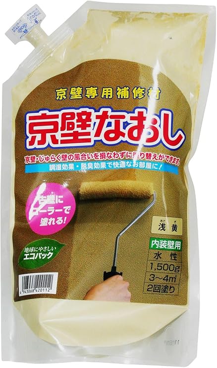 Amazon フジワラ化学 内装調湿性仕上塗材 京壁なおし 浅黄色 1 5kg 珪藻土 漆喰