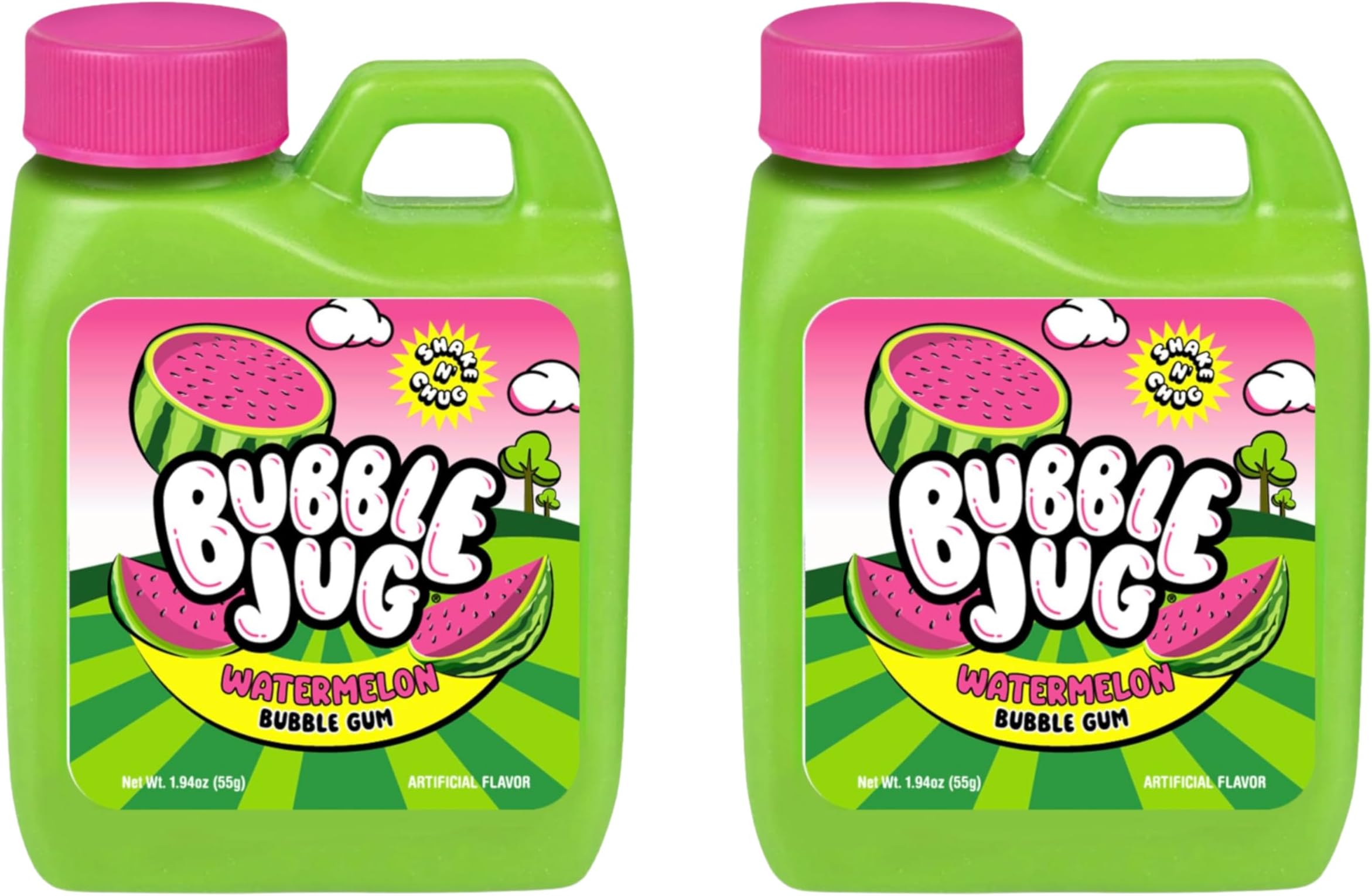 Bubble Jug | Watermelon Bubble Gum | 90s Candy | Shake N' Chug Gum | Brought To You By Iconic Candy (2 Pcs)