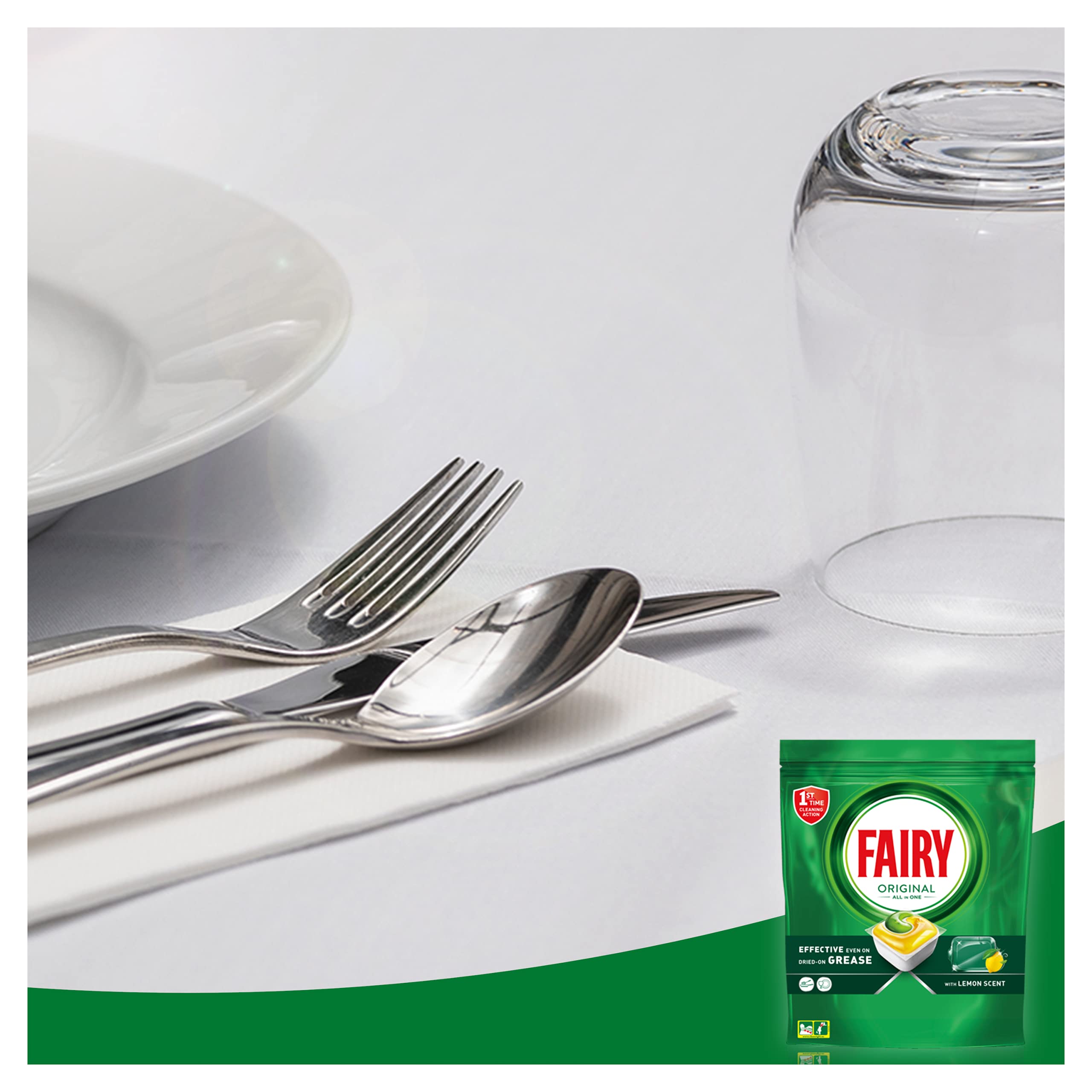 Fairy Original All in One Geschirrspültabs, Zitrone, 125 Kapseln, effektiv auch bei eingetrocknetem Fett