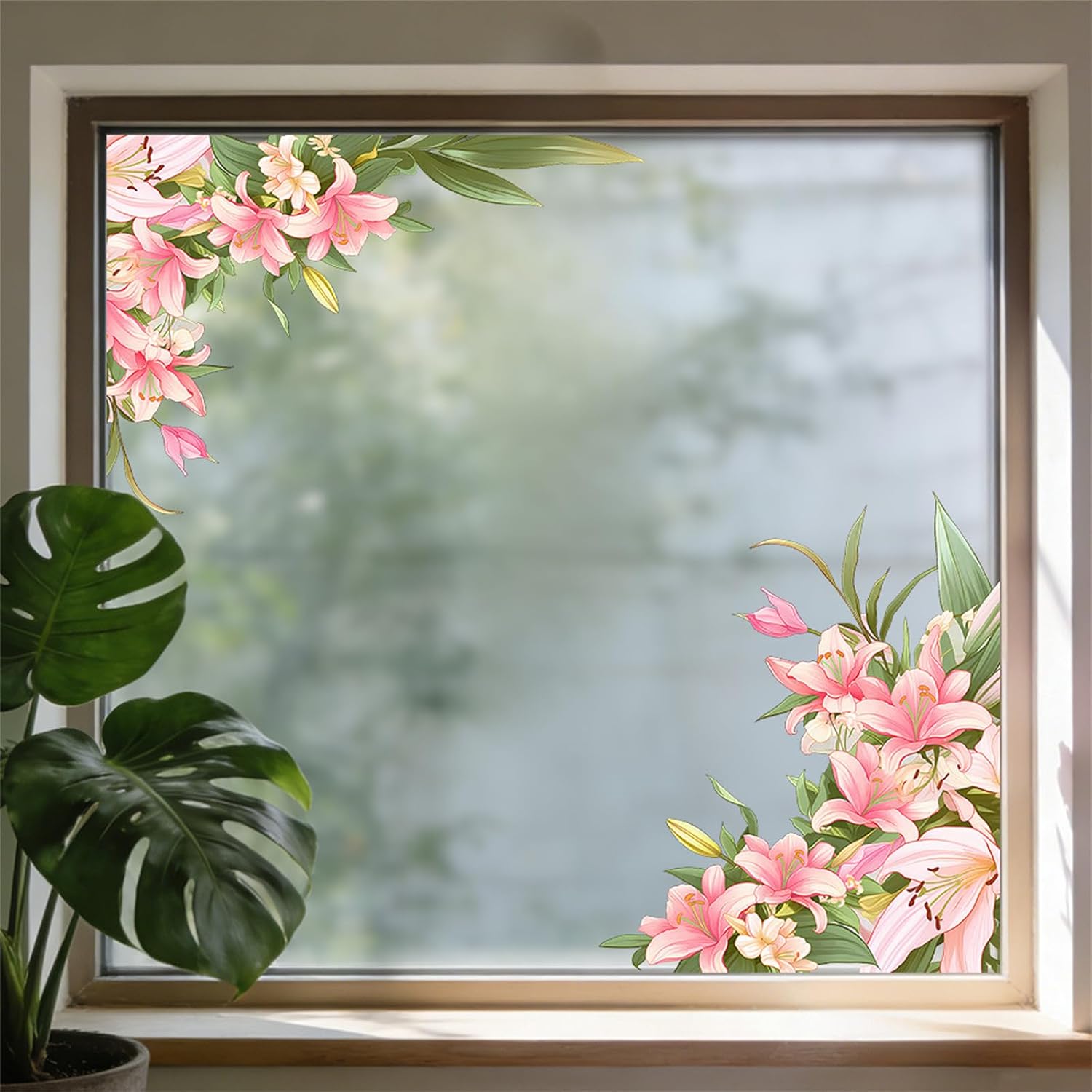 3 Sheets Spring Wildflower Double Sided Window Clings Garden Flower Butterflies Window Decals Anti-Collision Glass Window Doors Window Stickers (3 Sheet Flower Set)
