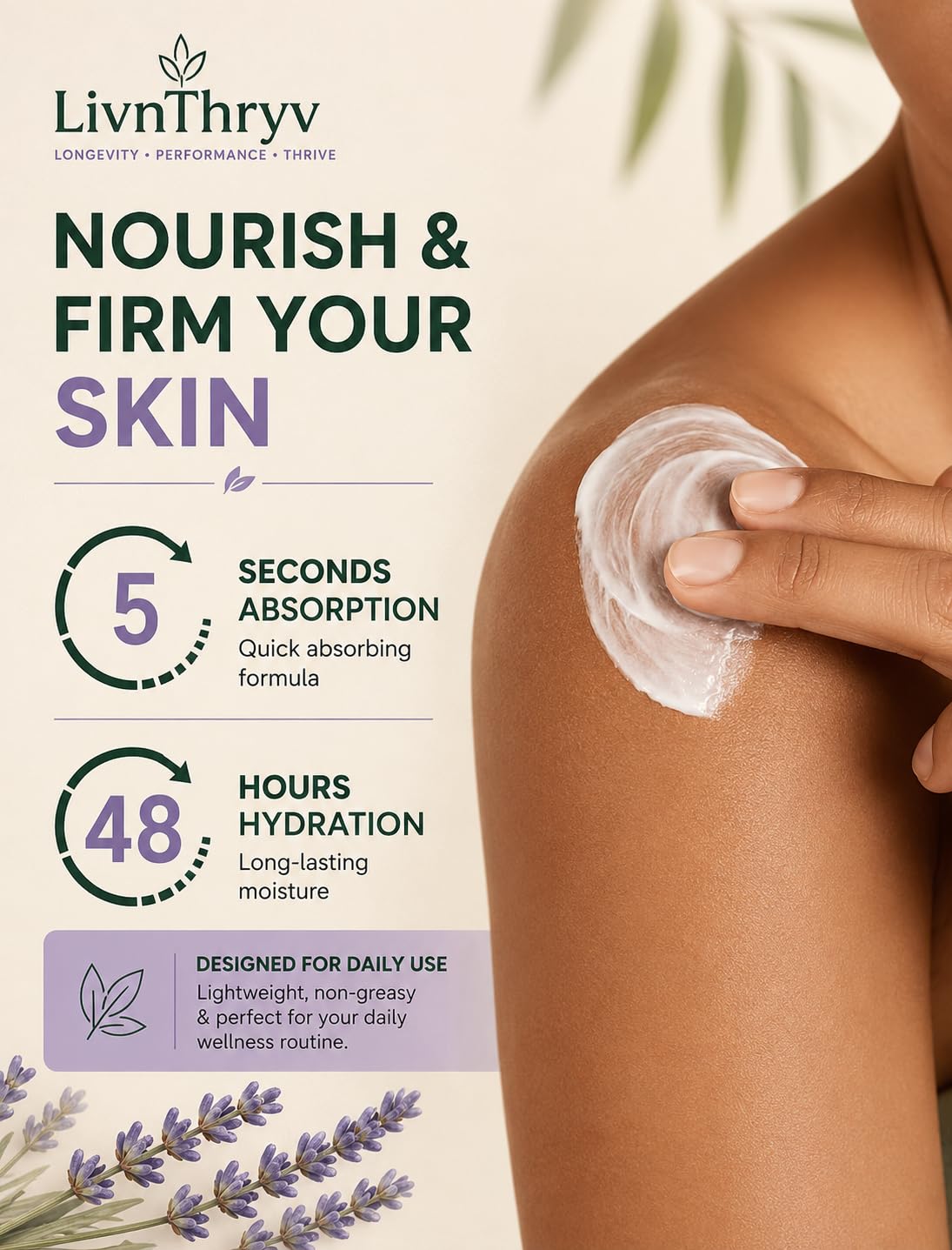 Lavender Magnesium Lotion – Hydrating Body Cream with Magnesium Chloride & Shea Butter – 8 oz image 3