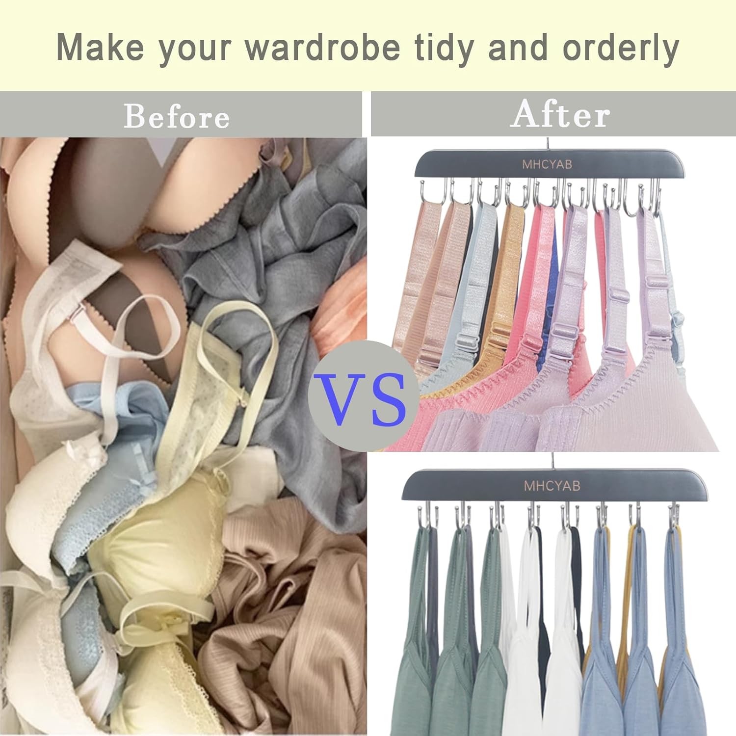 Organizador Sujetadores ZEDODIER - 20 Ganchos Ajustables Madera | Ahorra Espacio