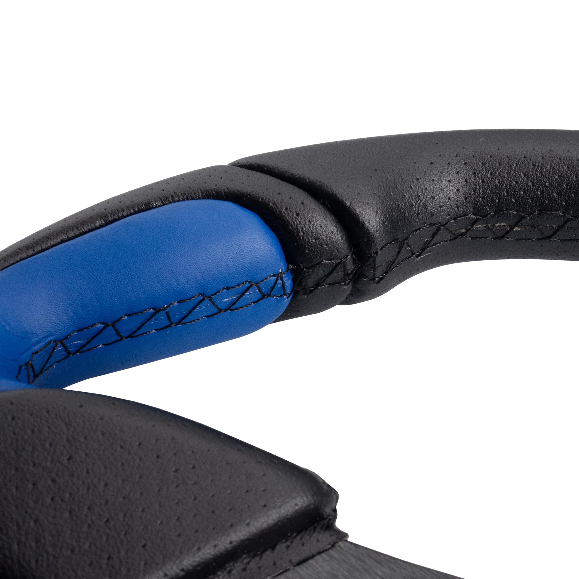 Simoni Racing X2330PUN/PA Volante Sportivo X2 Poly Blue Universale 330 mm, Pelle Nera con Inserti Blu, Razze in Alluminio Anodizzato Nero e Pulsante Clacson