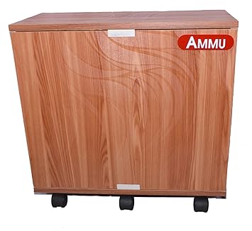 AMMU Wooden Trolley with Battery Tray for Inverter Battery (Teak Color)
