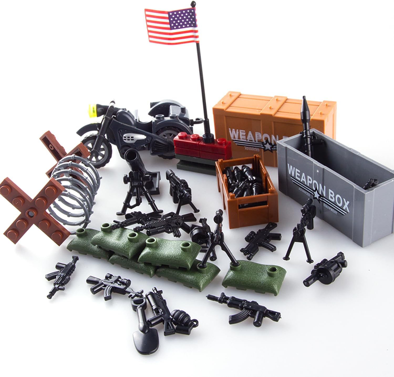 Military Weapons Pack Accessories Kits Toys, Army Equipment Gear WW2 Guns for Boys 6+, Compatible with Mini Figure of Major Brand(U.S. Basic Weapons Toys) image 5