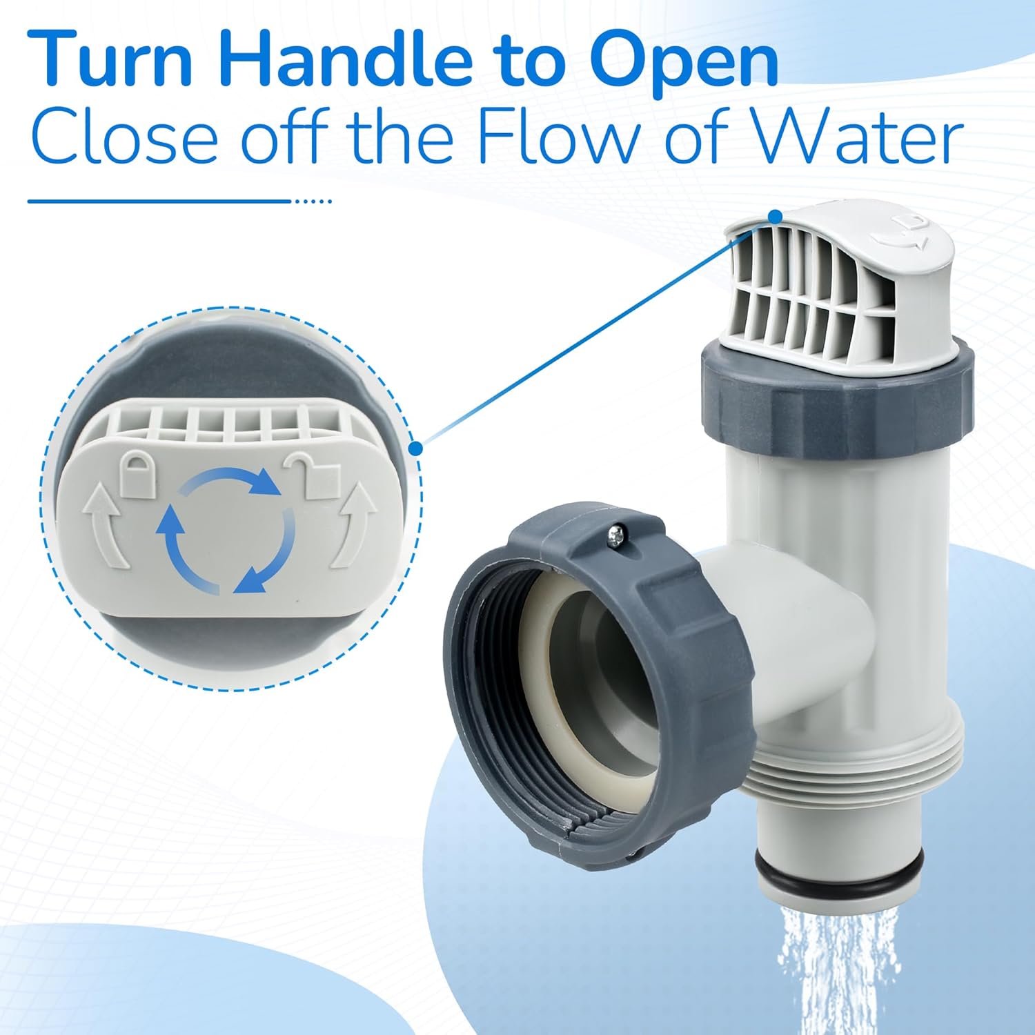 Dual Split Hose Plunger Valve & Hose Adapters B & Plunger Valves with Gaskets Compatible with Intex Pool Parts and Accessories, Replacement for Above Ground Swimming Pool