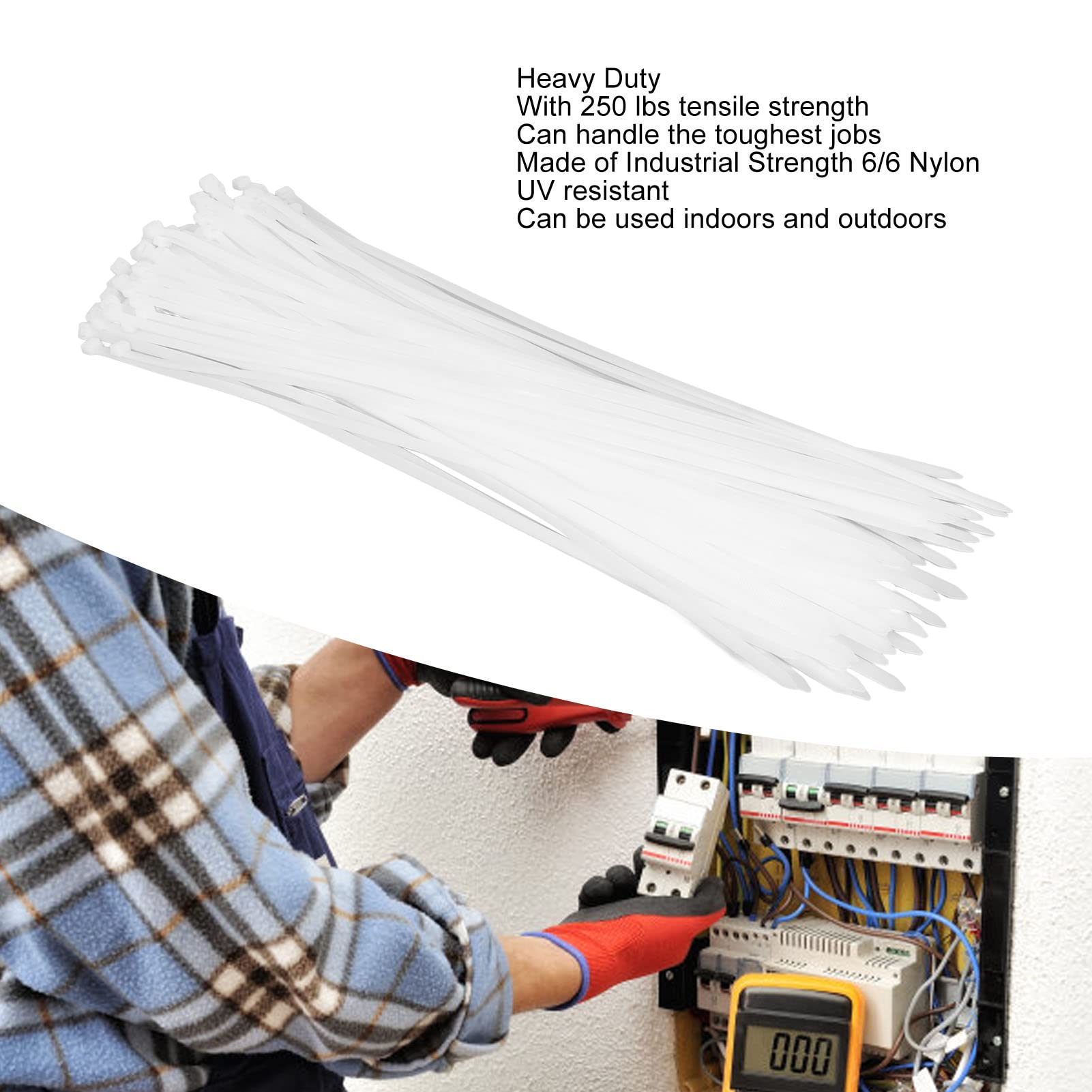 Fascette per Cavi in ​​nylon Autobloccanti da 100 Pezzi per Raggruppare Cavi per Interni Ed Esterni Resistenza Alla Trazione di 250 Libbre (650 mm)