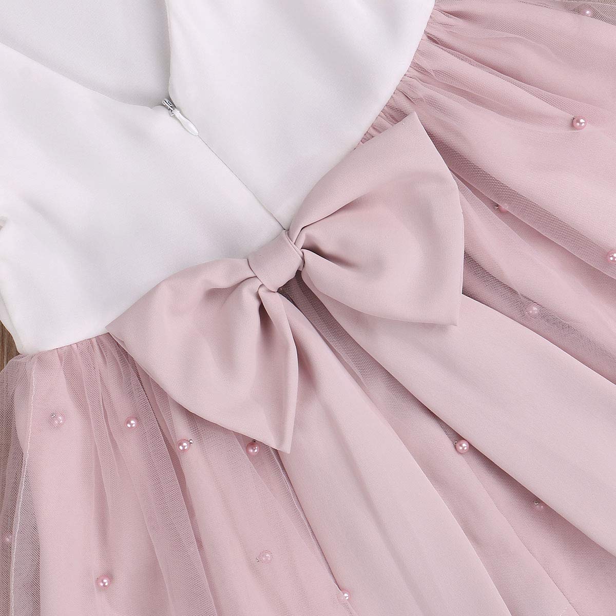 Vestido de Princesa para Bebé Niña Vestido Elegante de Encaje con Bowknot y Volantes Vestidos sin Mangas para Ceremonia Bautizo Boda Cumpleaños
