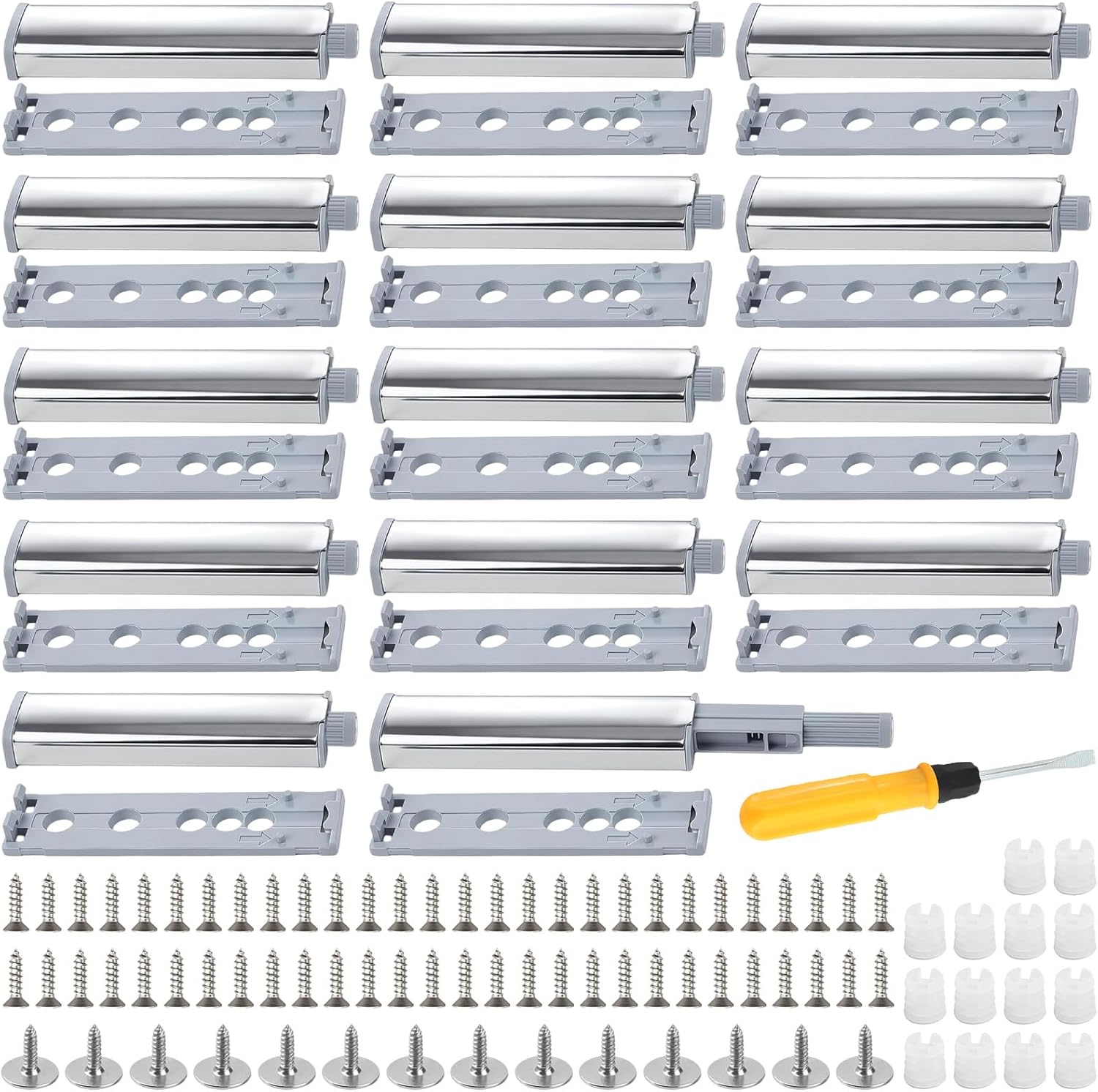TTYSHIP® Pack of 14 Push to Open Door Openers, Pressure Door Opener with Screwdriver, Magnetic Catch for Furniture, Drawers, Cabinet Doors