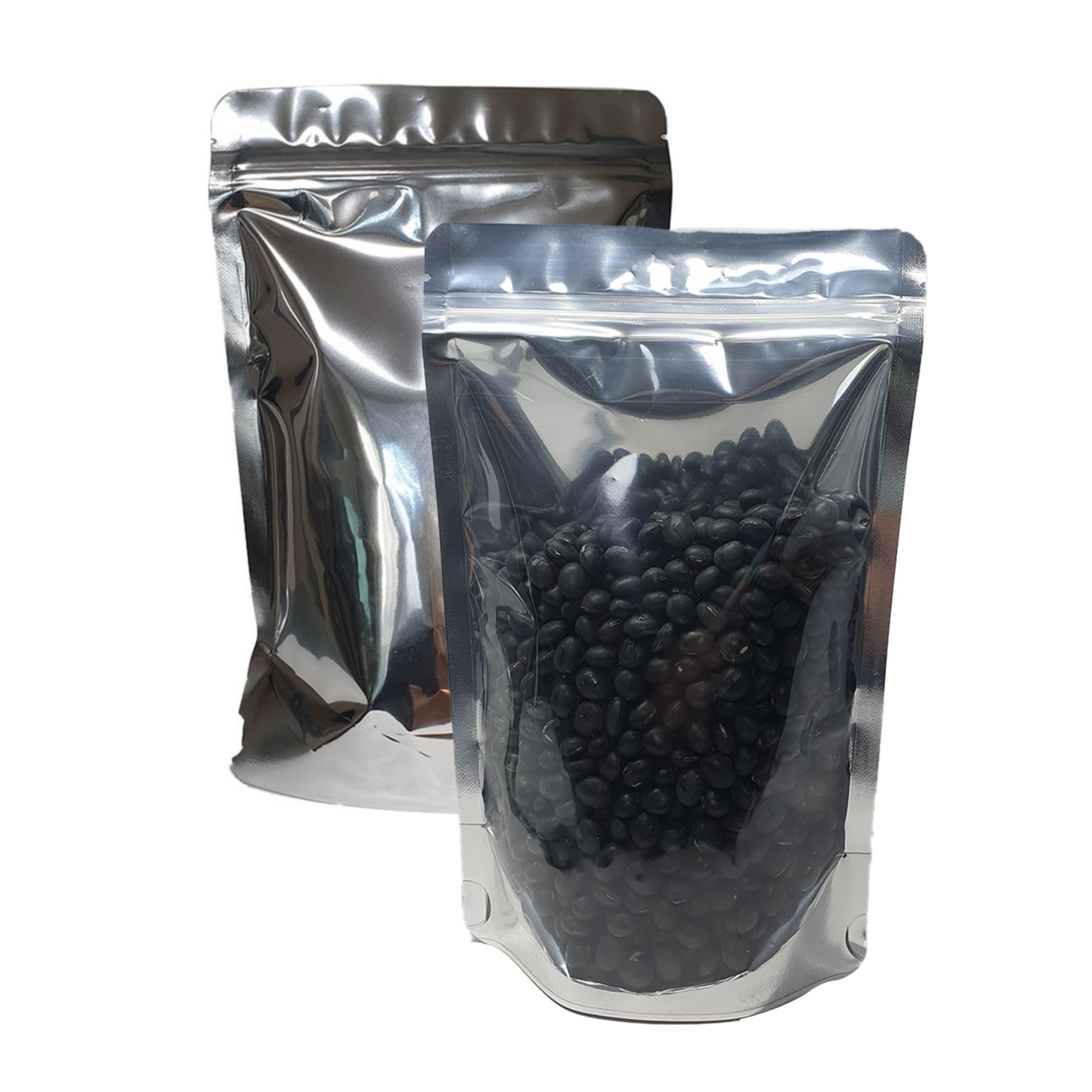 ENERZIP Pint Mylar Bags 6x9 Pack Of 100 Clear bag Self-Stand-up with  Aluminum Foil Back, Resealable Ziplock and Heat Sealable for Food Storage