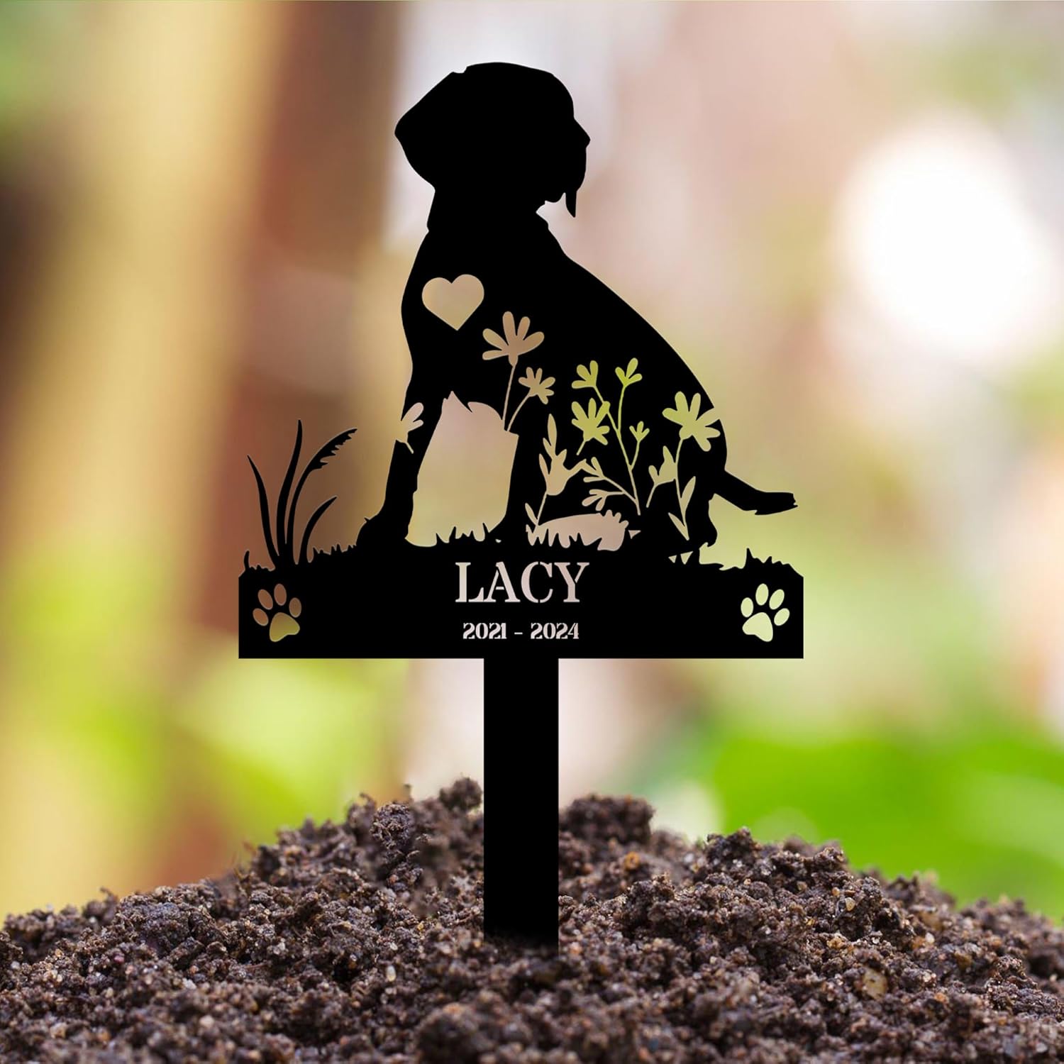 Custom Dog Memorial Stake with Made from Stainless Steel with All Kinds of Size Options, Personalized Dog Name Stake, Pet Grave Marker, Dog Garden Decor, Dog Memorial Metal Sign Stake, Black