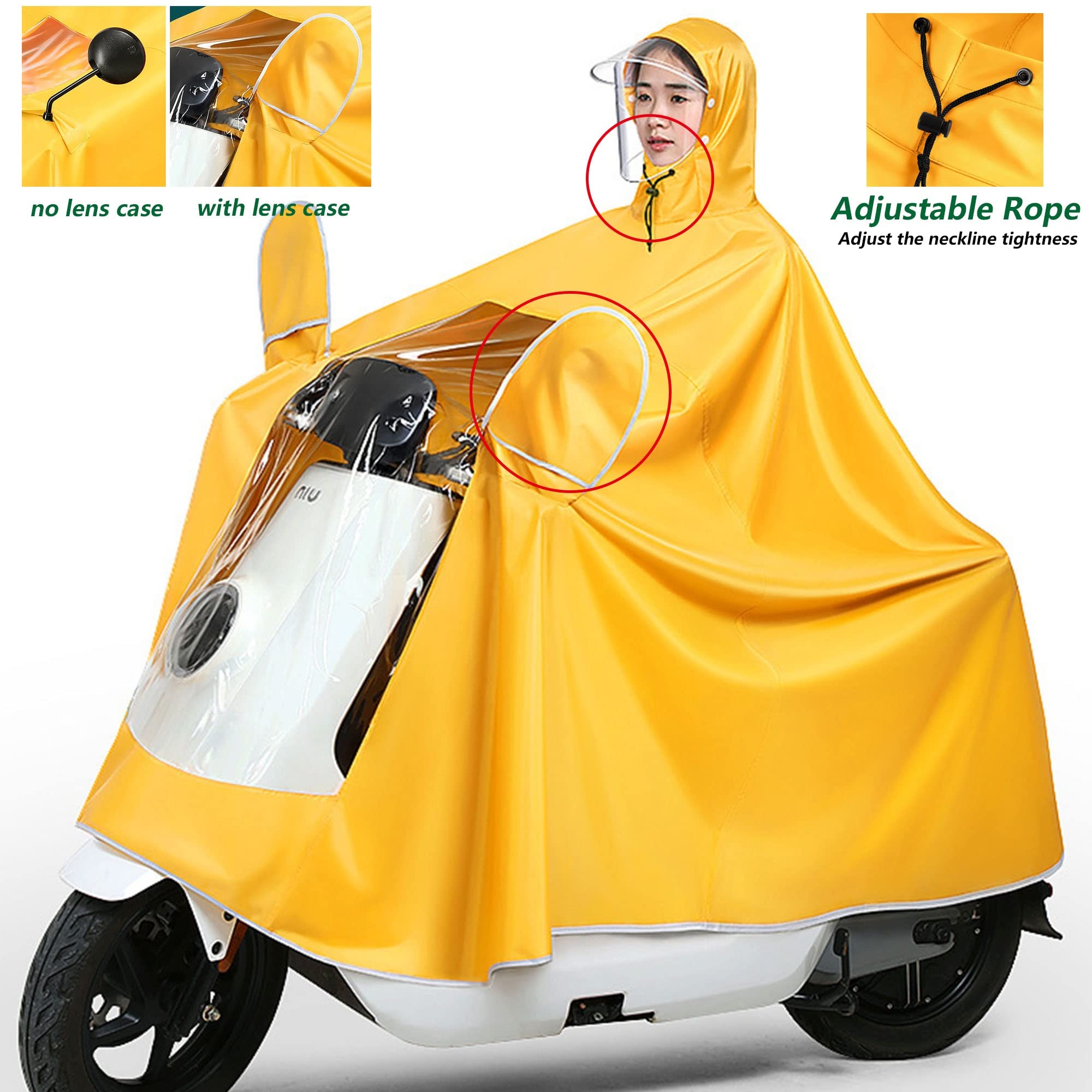 Imperméable à Capuche Poncho de Pluie Léger Imperméable Veste Hommes Femmes Adultes Anti-Tempête Imperméables Imperméables Réutilisables pour Moto, Scooter de Mobilité, Cyclisme
