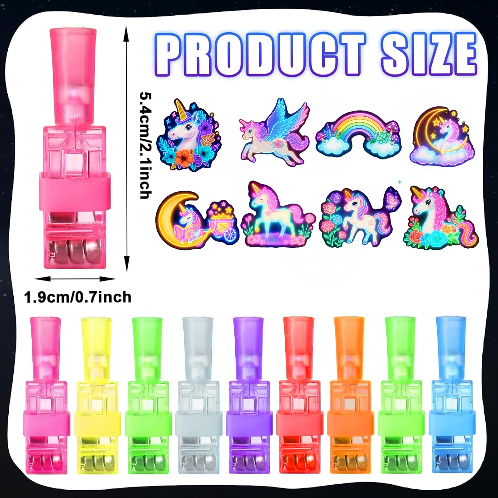 24PCS Unicorn Party Favors Finger Lights, 8 Designs Light Up Finger Lights for Birthday Party Favors, Goodie Bag Stuffers Bulk Party Favors, Light Up Party Favors for Gamer Birthday Decorations - 2