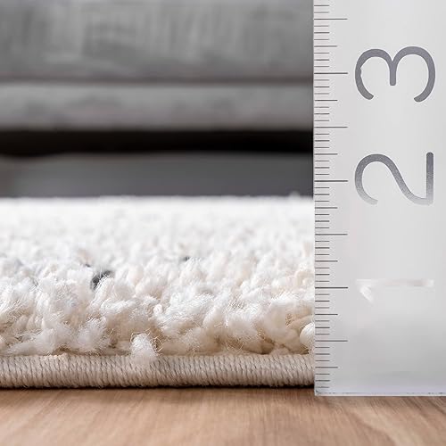 Miniatura 2 de nuLOOM Jessie - Alfombra marroquí de celosía con borlas, 2 pies 6 pulgadas x 12 pies, color blanco roto