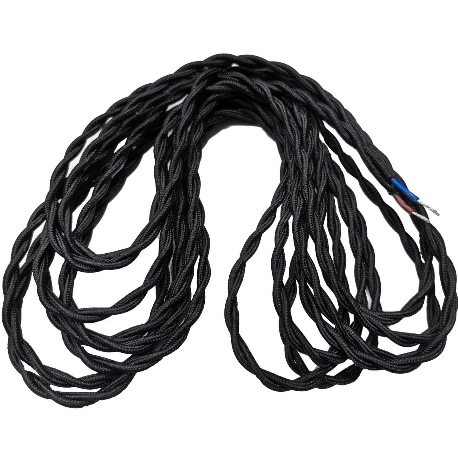 Icetop 5M Black Twisted Fabric Cable, 2 Core 0.75mm² Pure Copper Wire