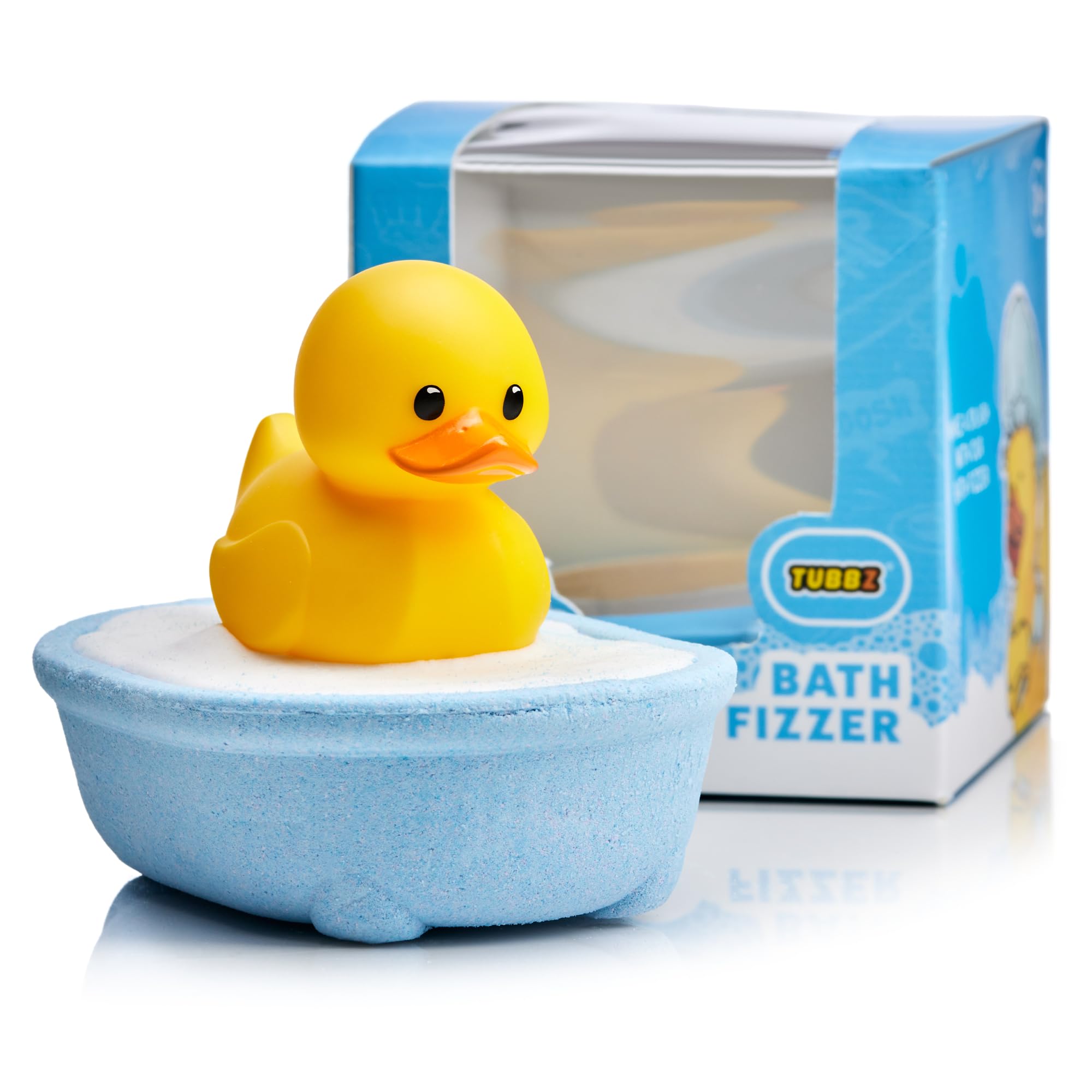 TUBBZ Mini: Splash Bath Fizzer with Surprise Rubber Duck in Blue Bathtub – Fun Fragranced Bath Additive and Gift for Kids and Collectors