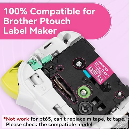 Miniatura 3 de Label KINGDOM Cinta de etiquetas compatible de repuesto para Brother P Touch TZe TZ de 0.472in, 0.47 pulgadas, laminada (blanco sobre negro, azul,