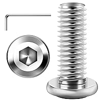 Vista 11 de Mywish M5 x 8mm 20 piezas de tornillos de cabeza plana con rosca hexagonal, pernos de acero inoxidable 304 para muebles con rosca completa, óxido