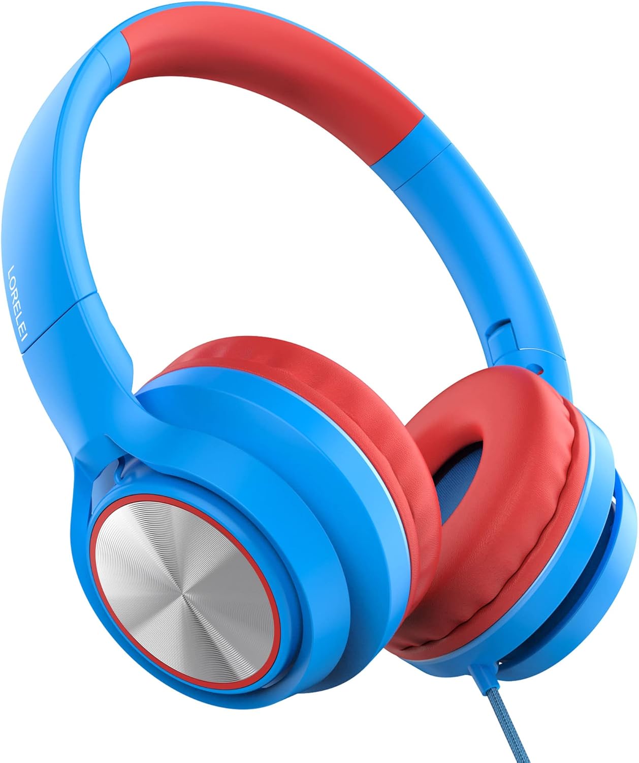 LORELEI E7 Kids Headphones with Microphone,On-Ear Wired Headset for Children/Boys/Girls,85/94dB Safe Volume,Foldable&Rotatable3.5mm Audio Jack Tangle-Free for School/iPad/Laptop/Travel (Blue&Red) LORELEI E7 Kids Headphones with Microphone,On-Ear Wired Headset for Children/Boys/Girls,85/94dB Safe Volume,Foldable&Rotatable3.5mm Audio Jack Tangle-Free for School/iPad/Laptop/Travel (Blue&Red)