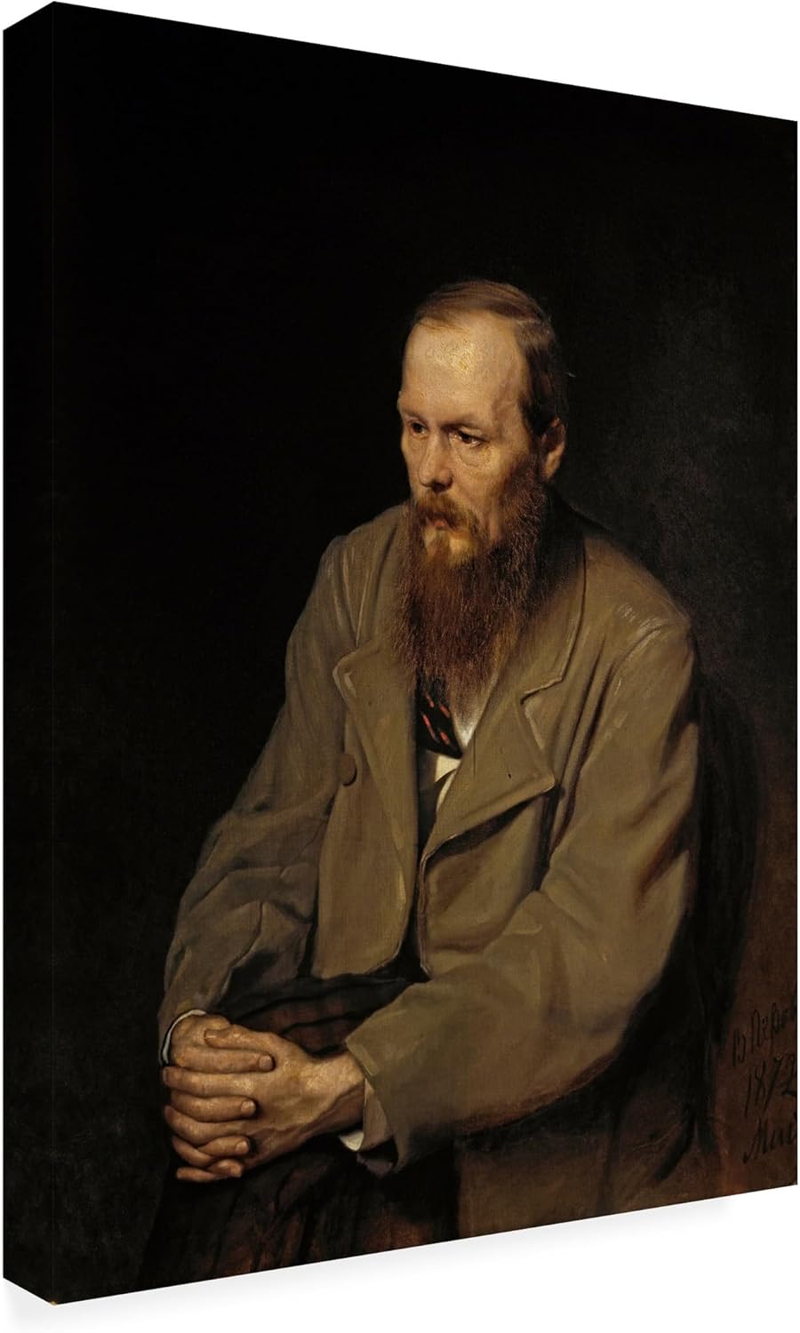 Wrapped Canvas Wall Art - Vasily Perov 'Portrait Of Fedor Dostoyevsky' Wall Art for Living Room, Bedroom, or Office Décor - 24x32