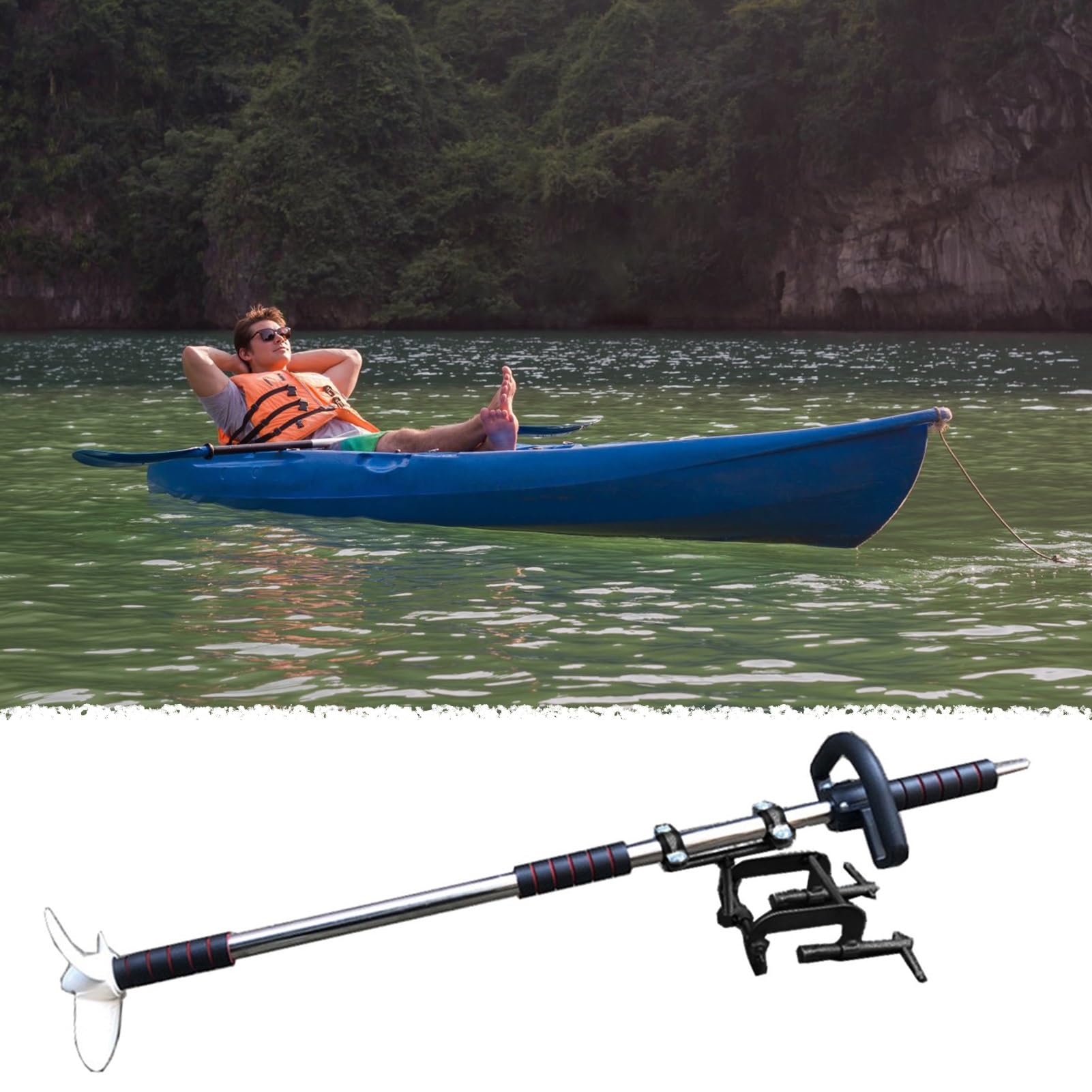 Moteur de pêche pour canoë alimenté par perceuse, le kit hélice idéal pour float tube et lacs