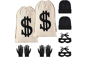 Adult Burglar Costume, 8 Pieces Robber Costume Set for Halloween Theme Parties
