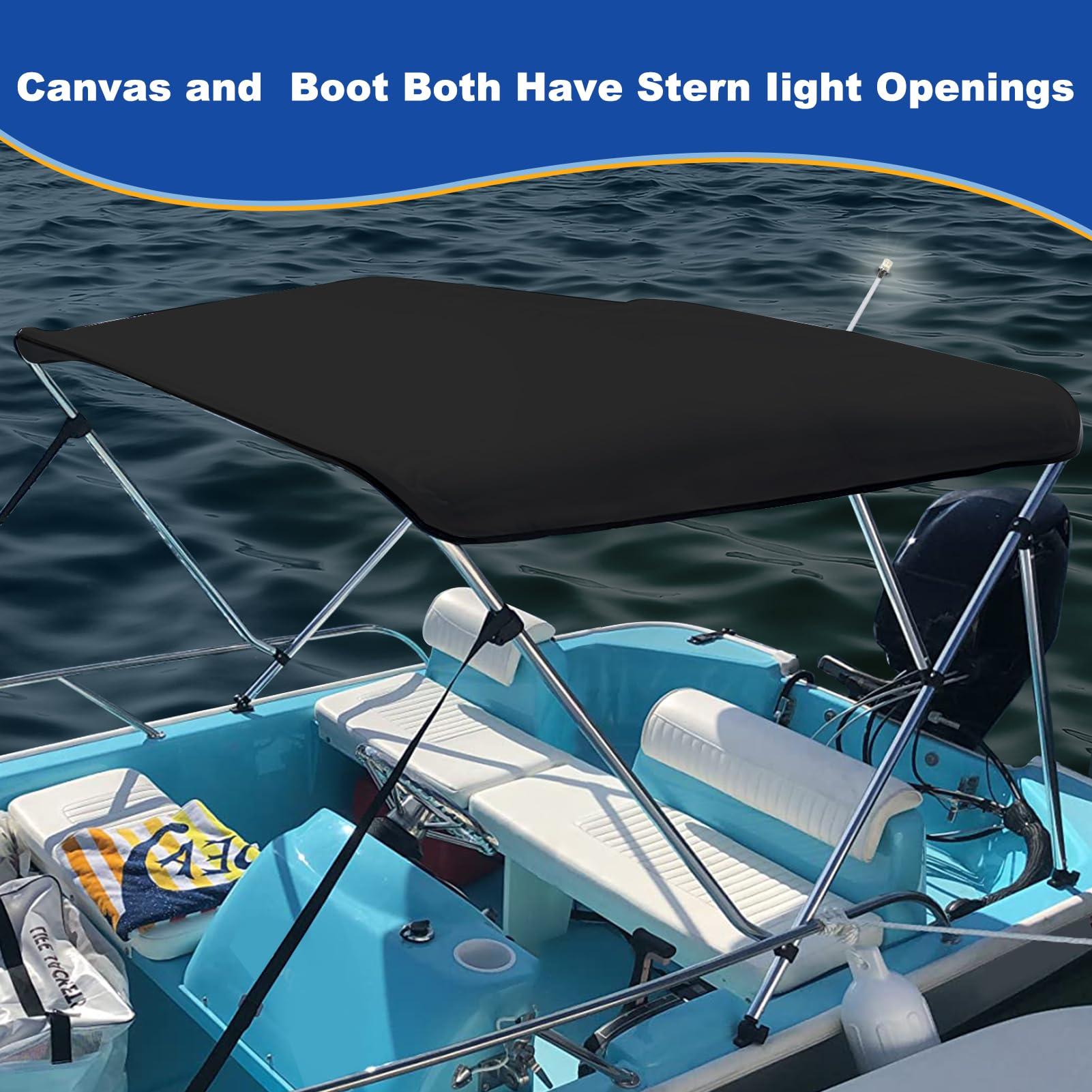 Boat Canopy Bow Bimini Top Replacement Canvas With Light Hole