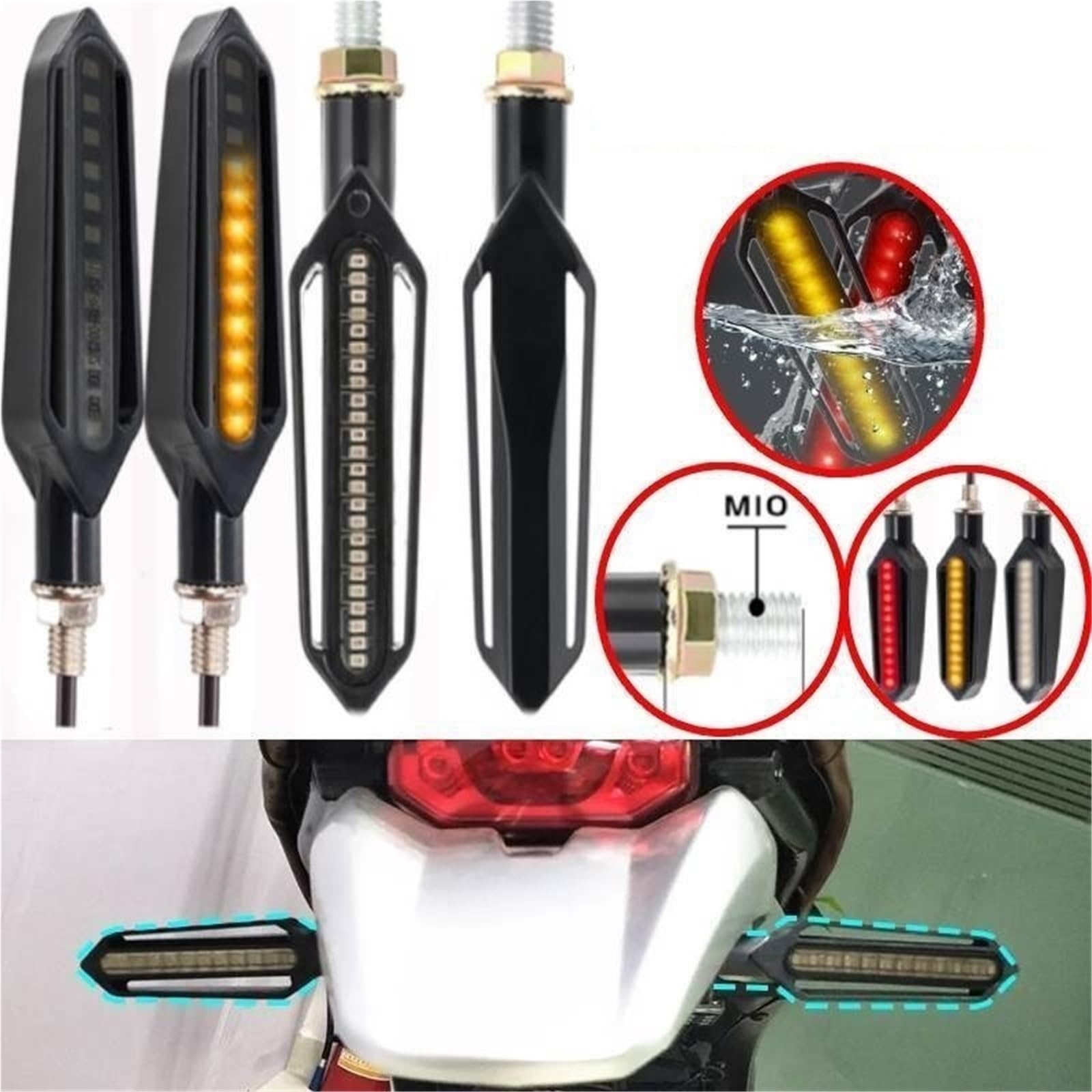 Luces señalización Luces De Señal | Luces De Señal Para Motocicleta, Luz Que Fluye, Relé Integrado, Indicador De Señal(4 Pcs)