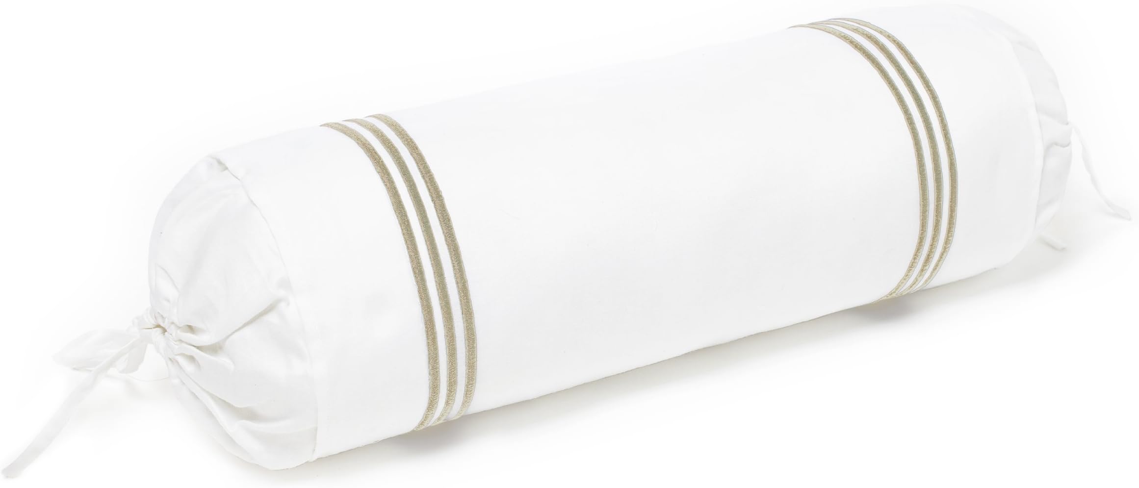 Roxbury Park Baratto Neck Roll with Tripple Ecru Embroidered Stripes
